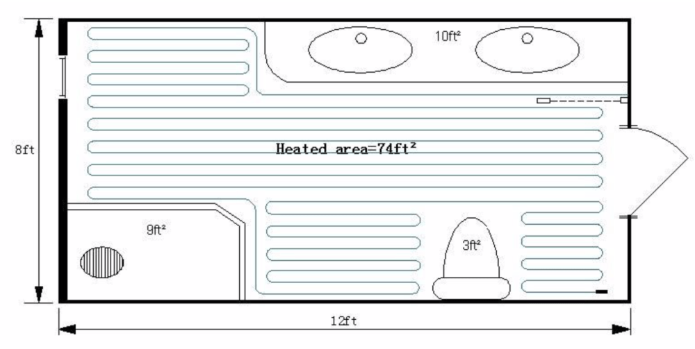 In-floor heat wire cable layout